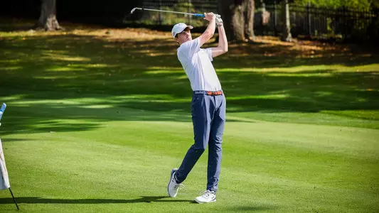David Lally takes a swing during a practice round in the fall of 2025