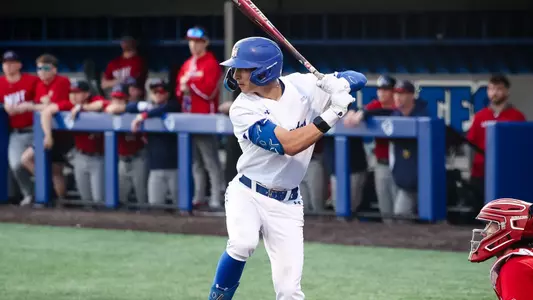 AJ Soldra stands in the batter's box against NJIT