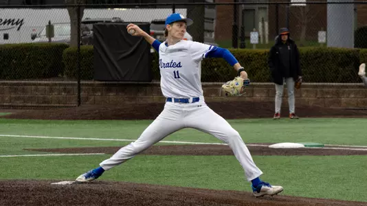 Anthony Ehly throws a pitch against Princeton