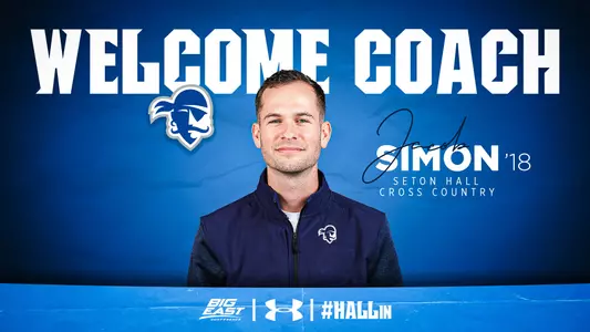 Graphic announcing Jacob Simon '18 as the new head cross country coach