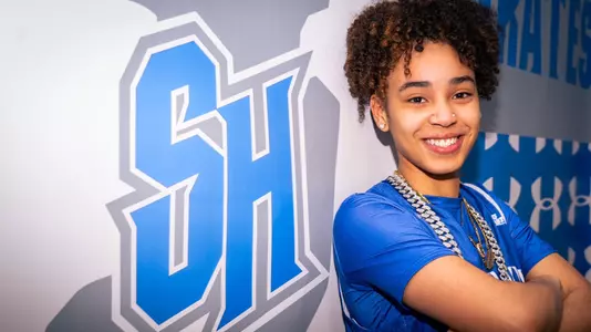 Ari Woodard poses during her official recruiting visit