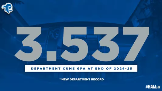 Graphic that tells fans that the department cumulative GPA is 3.537.