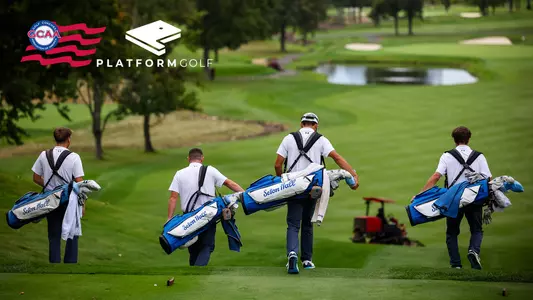 Seton Hall golfers with GCAA and Platform Golf logos