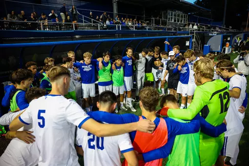 Seton Hall Men's Soccer Group Huddle