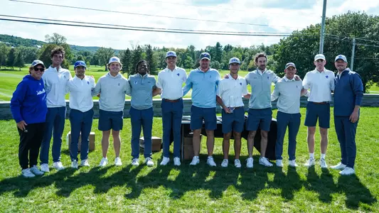 Seton Hall Men's Golf Team poses after placing second at the Alex Lagowitz Memorial.