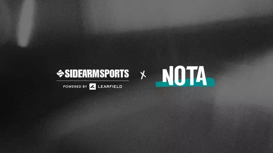 SIDEARM Sports & Nota A.I. Logo on a Black Background (Lockup Image)