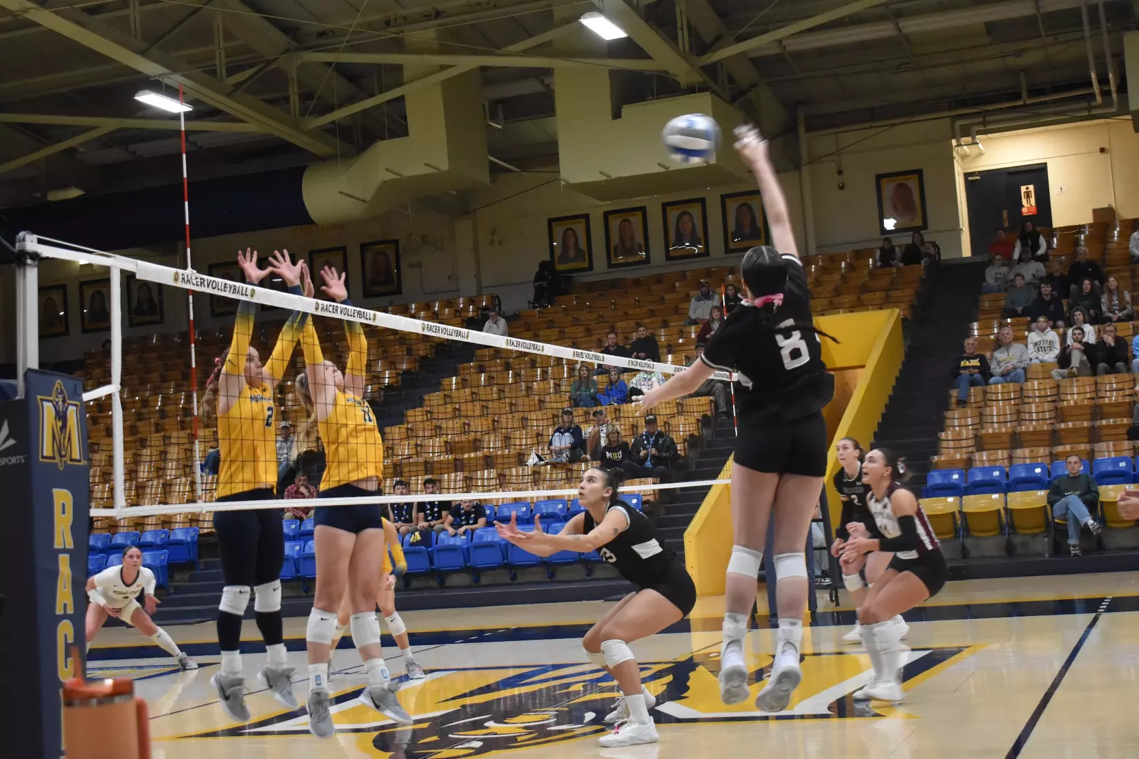 Alexandria Arrington attacks a ball.
