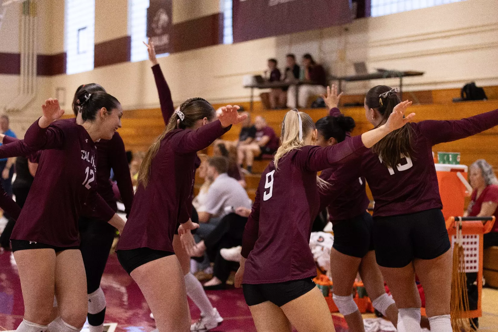 The bench does a celebration after a point.