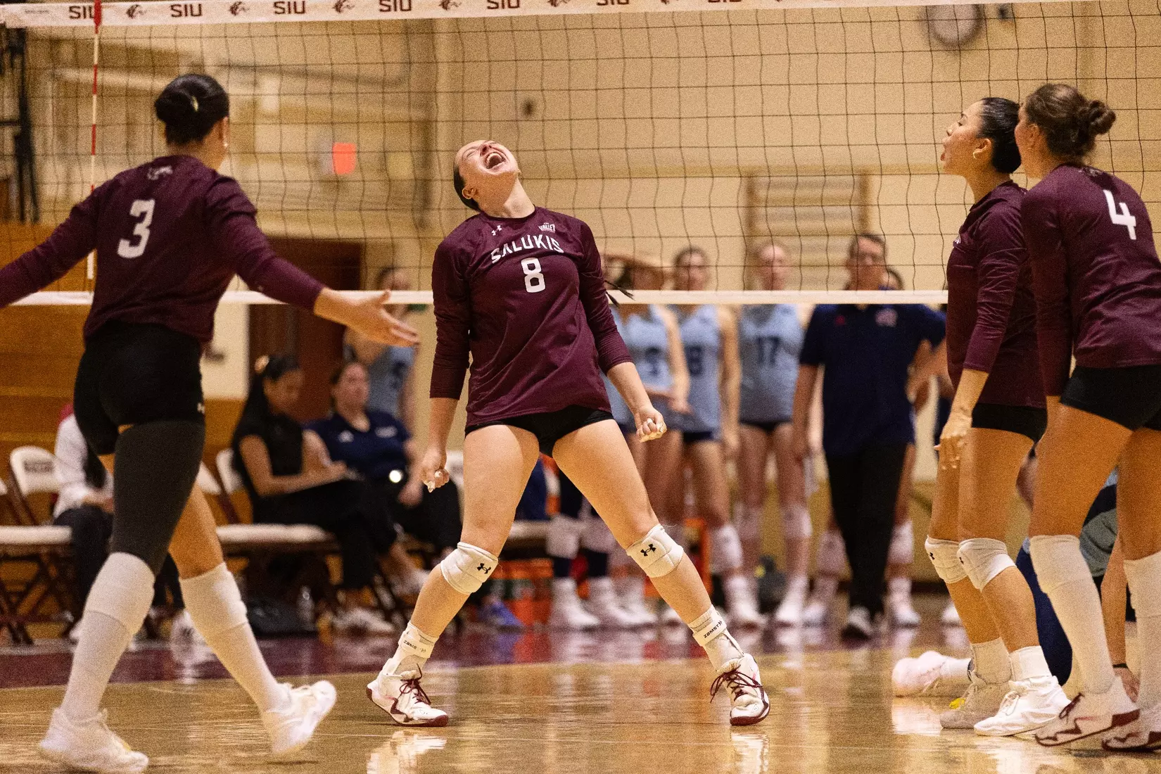Alexandria Arrington screams in celebration.