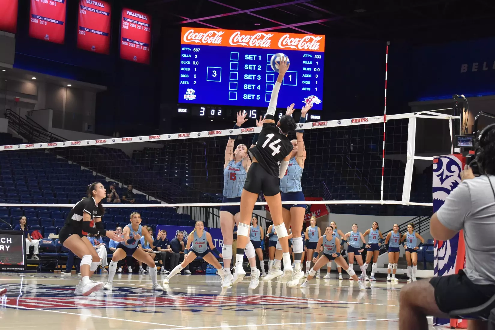 Ella Swansiger attacks a ball.