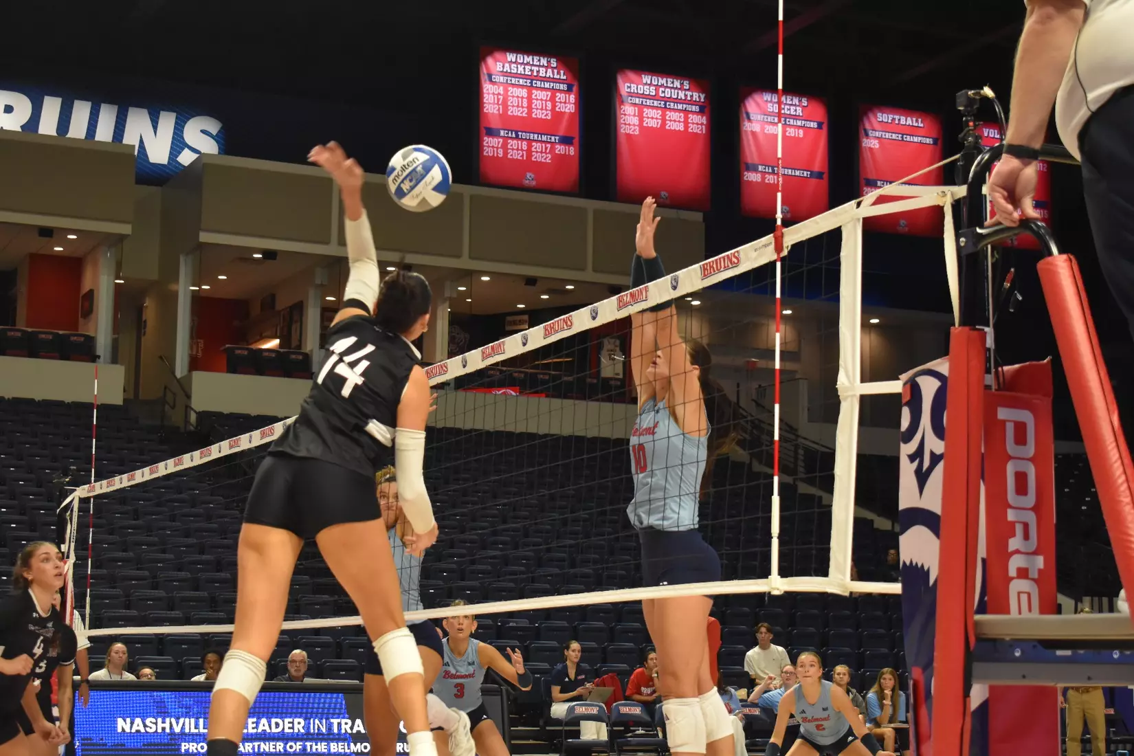 Ella Swansiger attacks a ball.