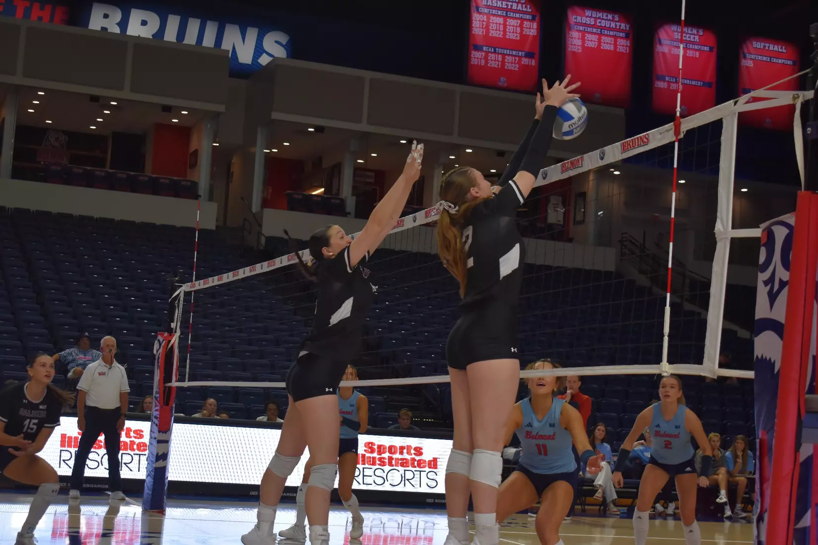 Natalie Vance blocks a ball.