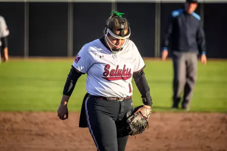 Emily Delgado during SIU's 5-1 win against Belmont in game two of a three-game series at Charlotte West Stadium on March 28, 2026.