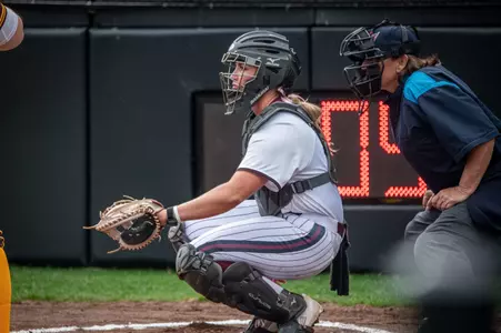 Sydney Potter awaits a pitch during SIU's 12-0 win vs. Valparaiso on Friday, March 6, in the 2026 home-opener.