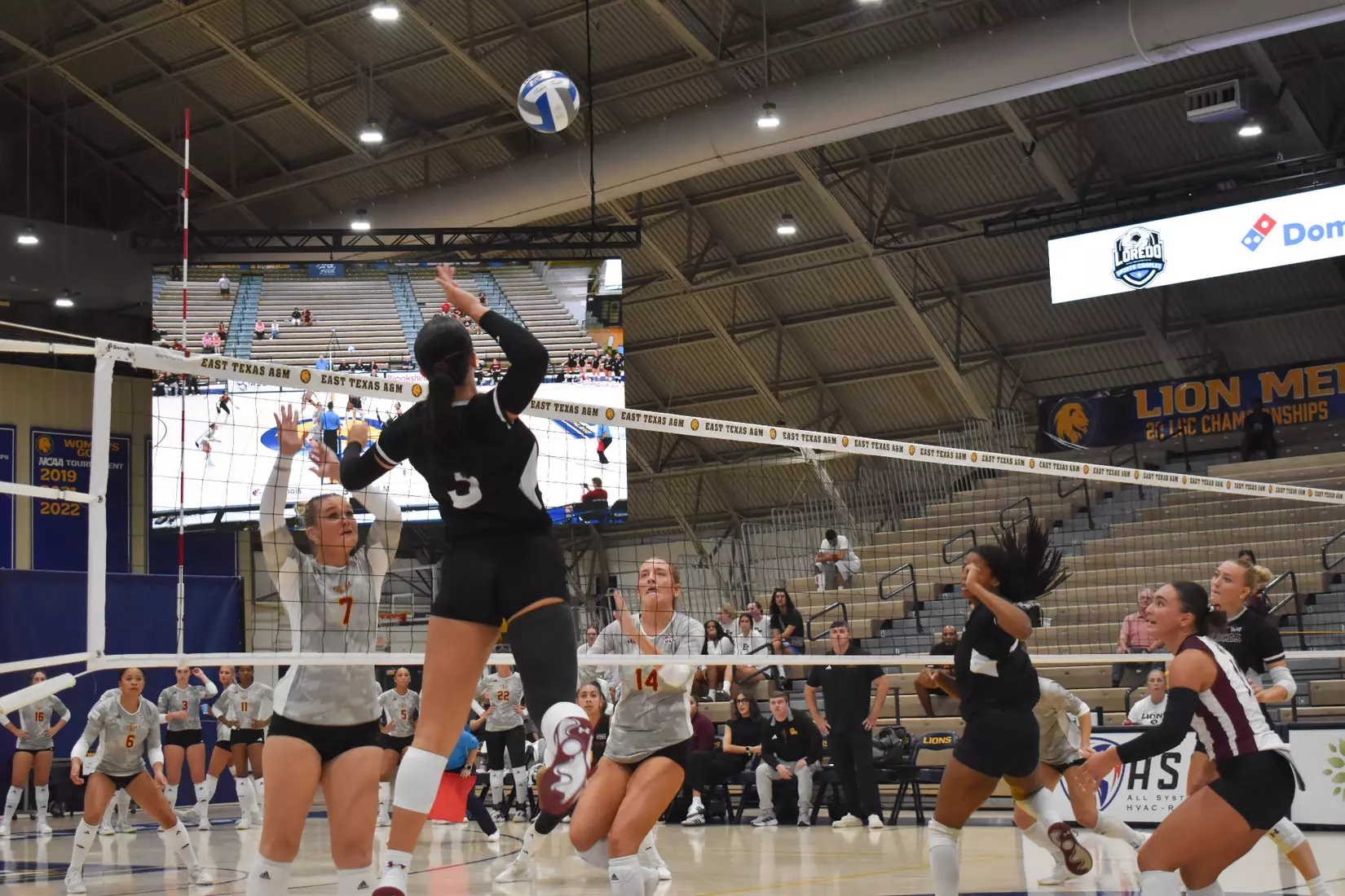 McKenzie Moeller goes airborne for an attack.