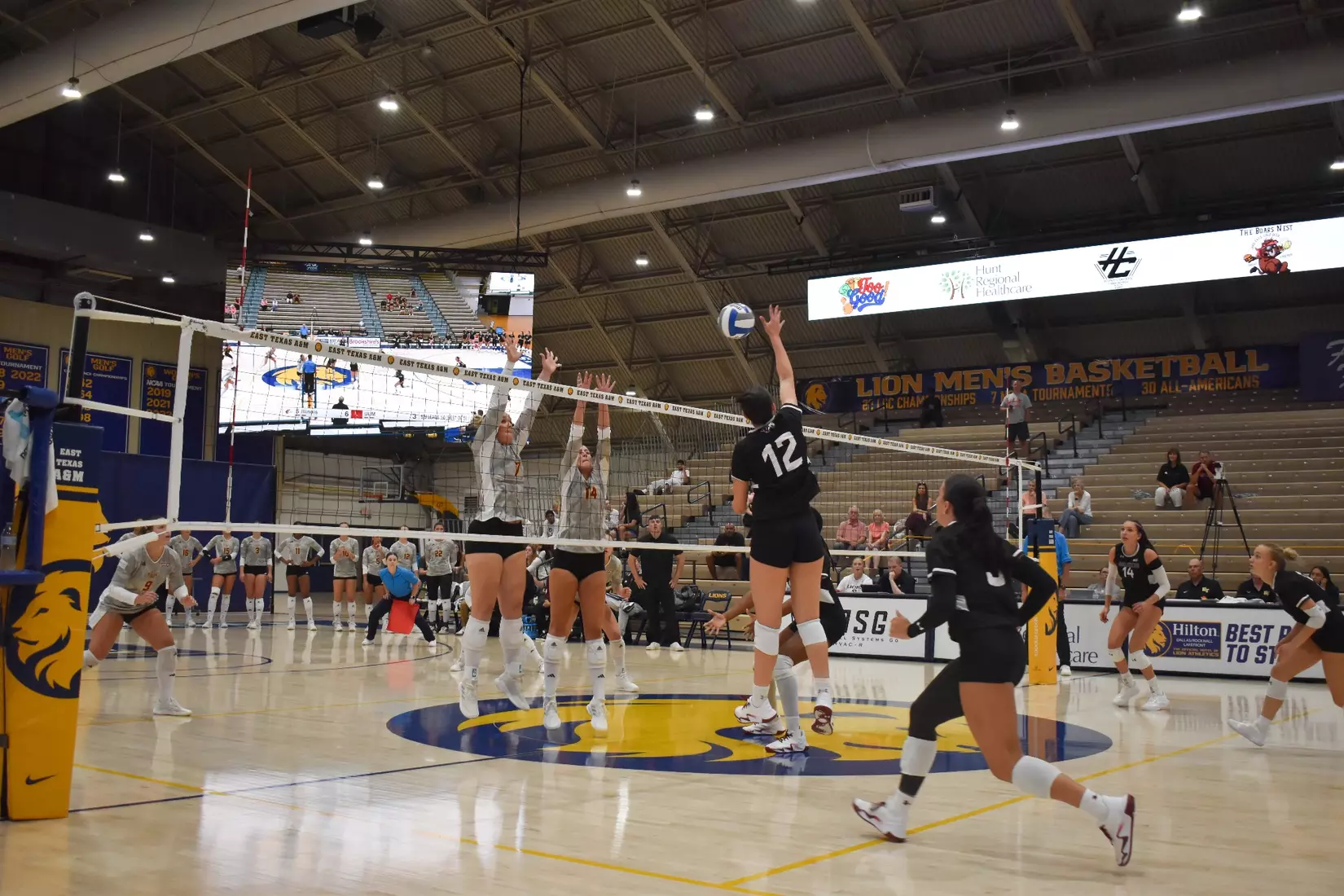 Carlota Mora spikes a ball.