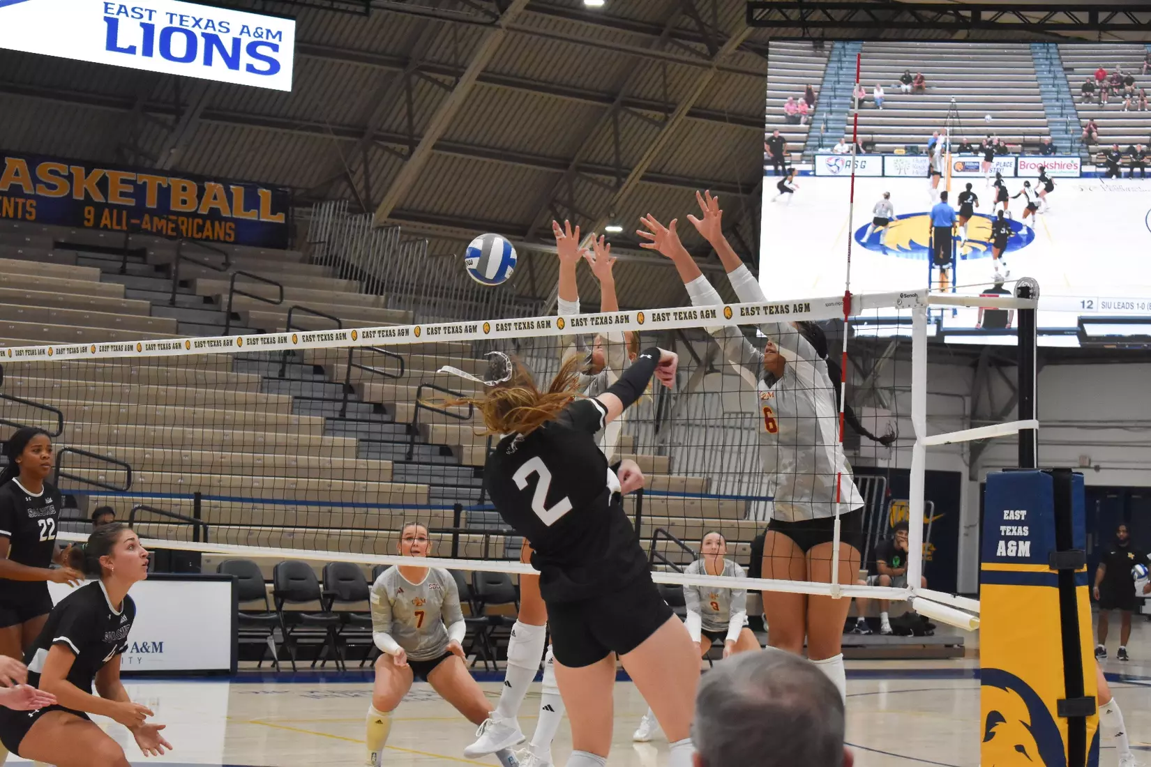 Natalie Vance attacks around the Warhawk blockers.