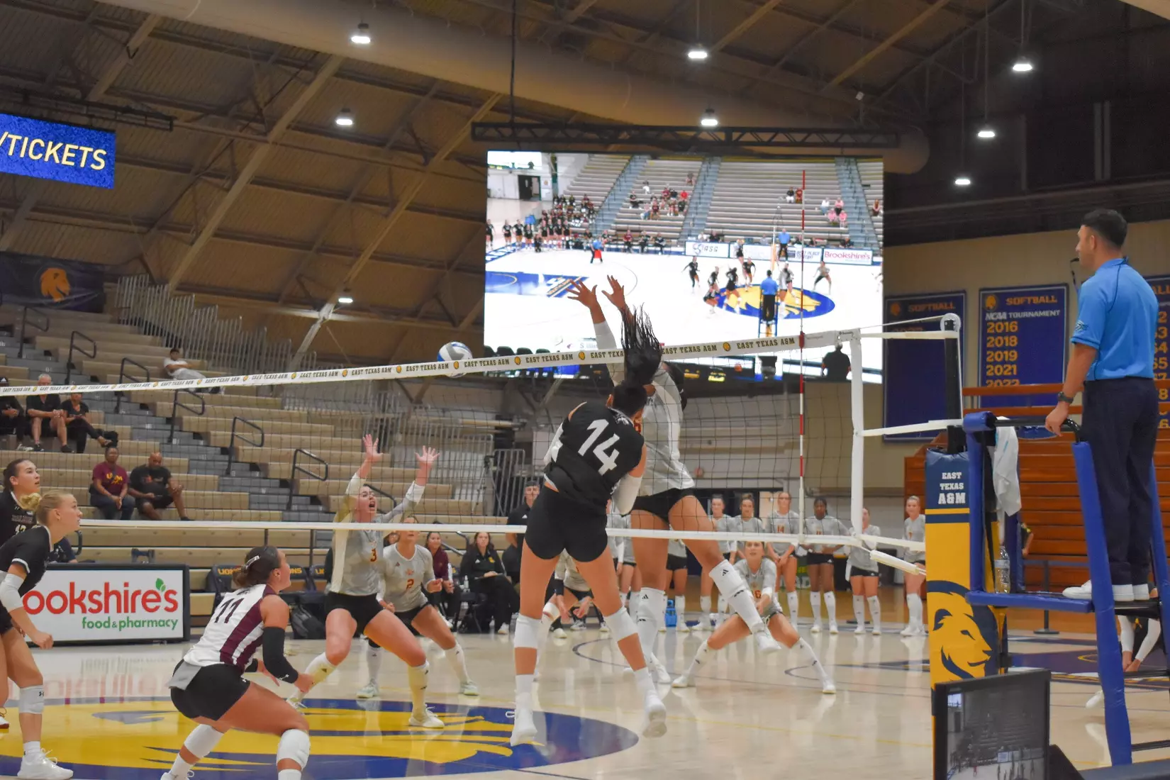 Ella Swansiger comes down from an attack in the match.