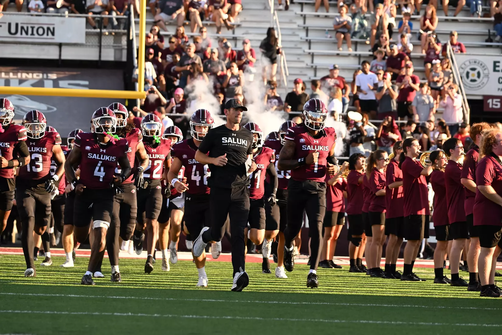 Salukis run out onto the field
