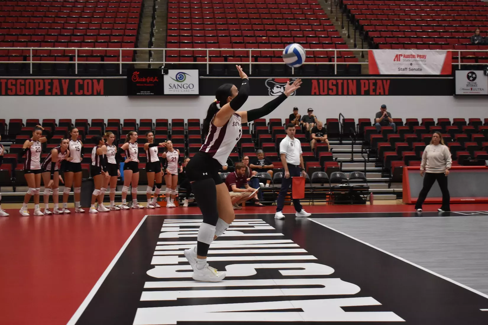 McKenzie Moeller prepares for her serve.