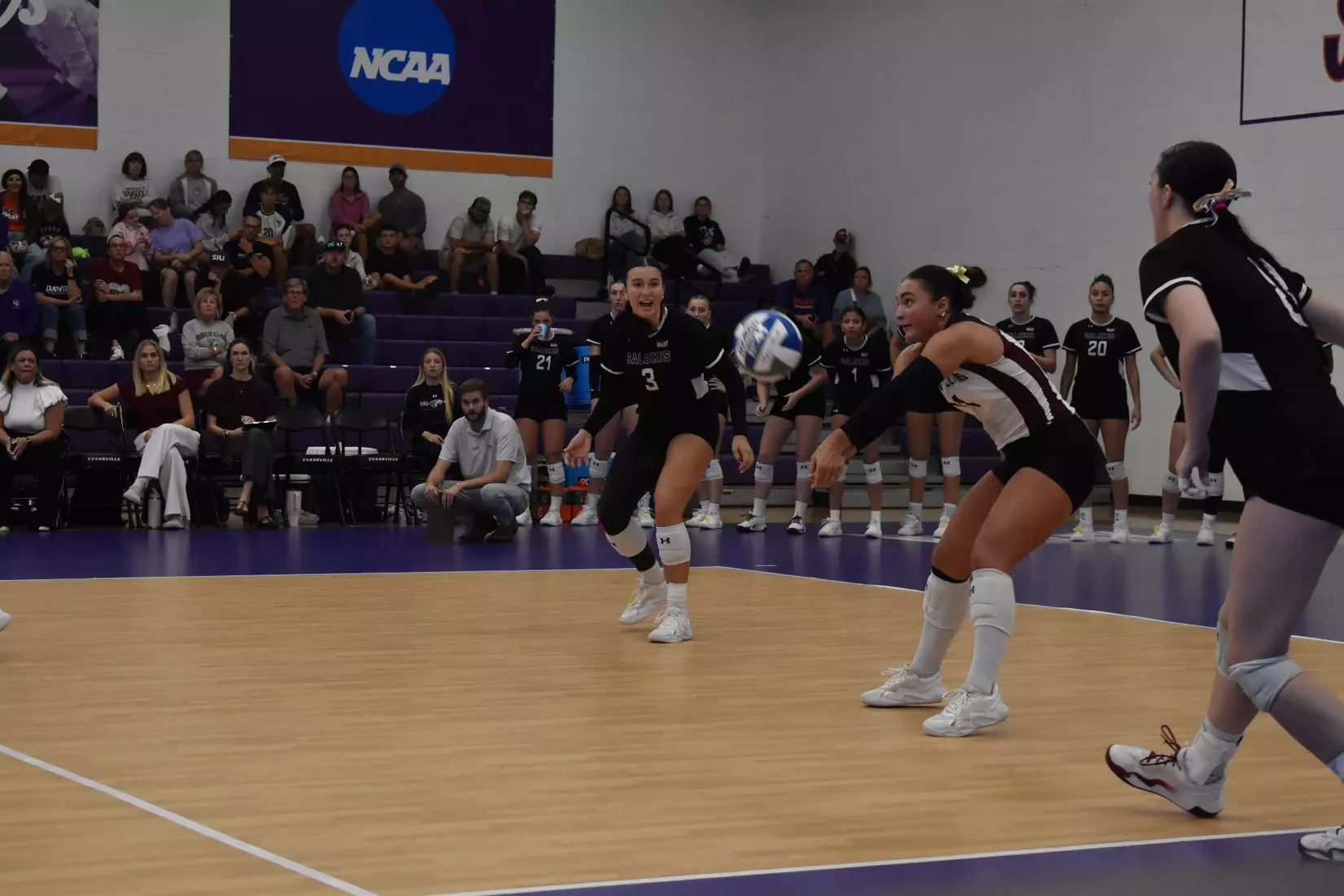 Jillian Shaneyfelt receives a serve.