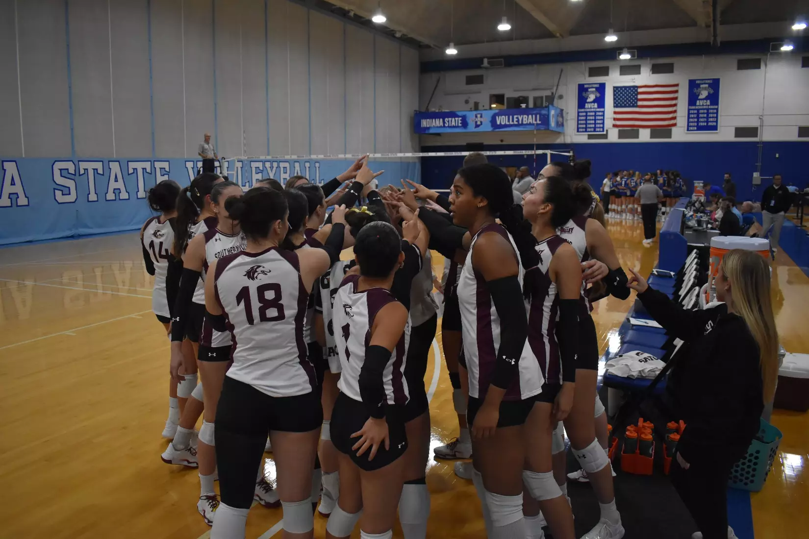The team breaks down a huddle.