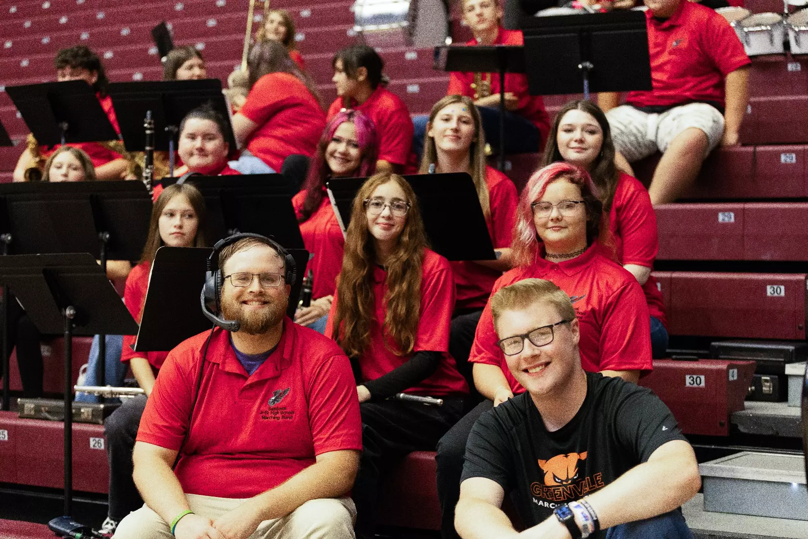 The Sandoval pep band smiles for a picture.