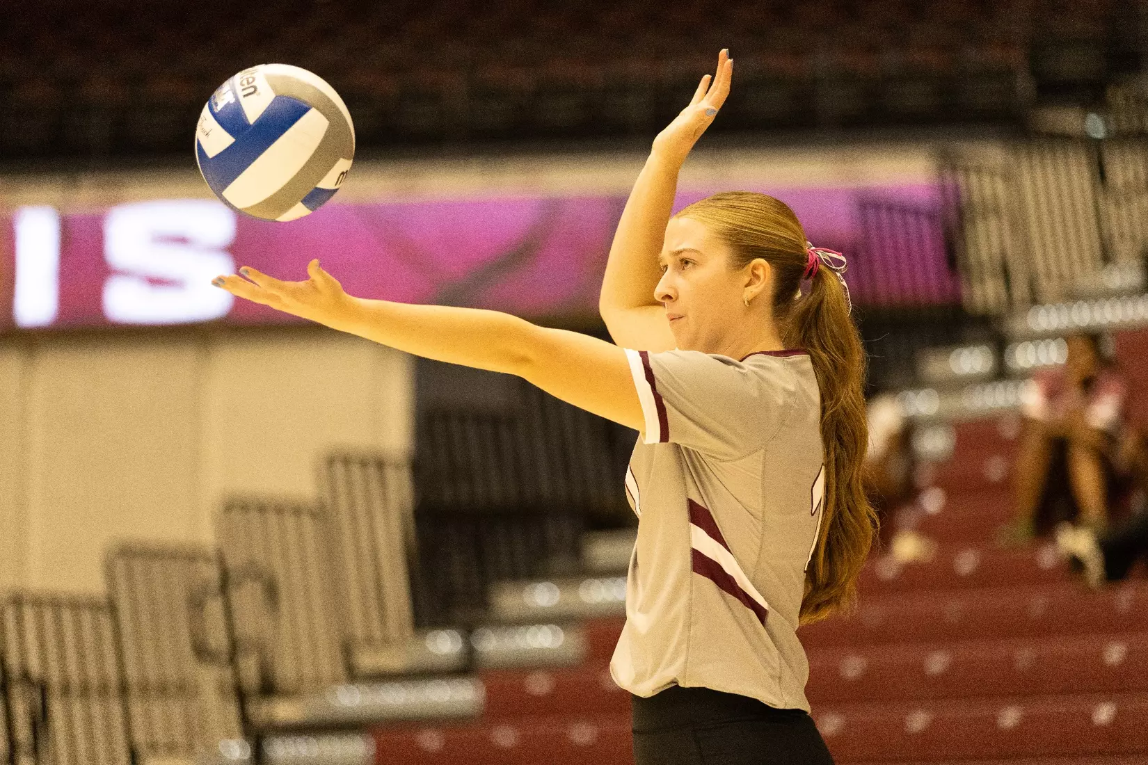Julia Laidig prepares to serve a ball.