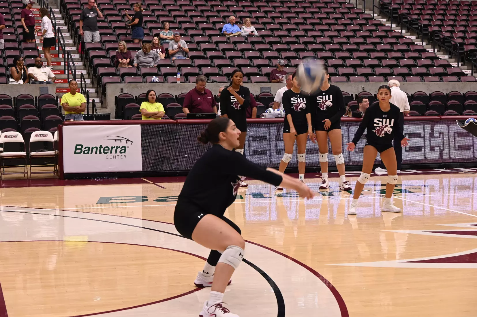 Una Stepic bumps a ball in warmups.