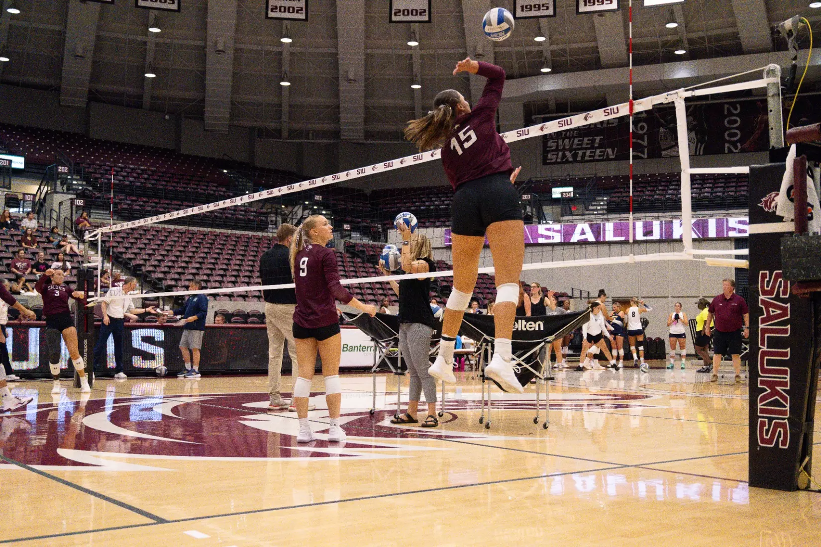 Ida Almkvist spikes a ball in warmups.