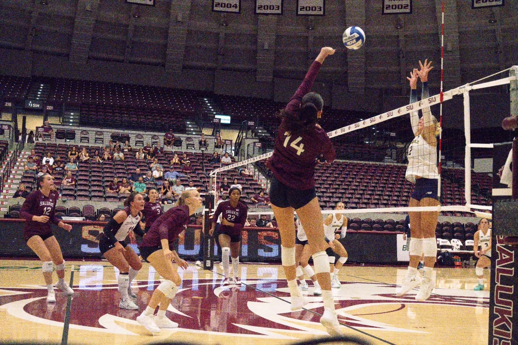 Ella Swansiger attacks a ball.