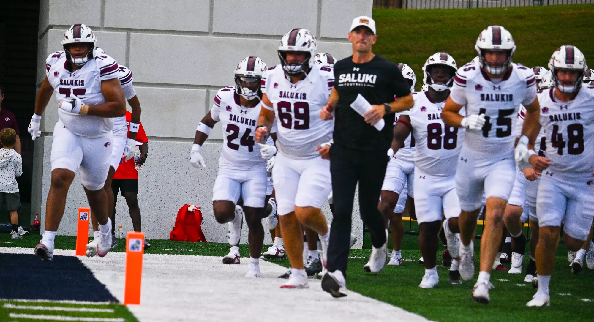 Team running onto the field