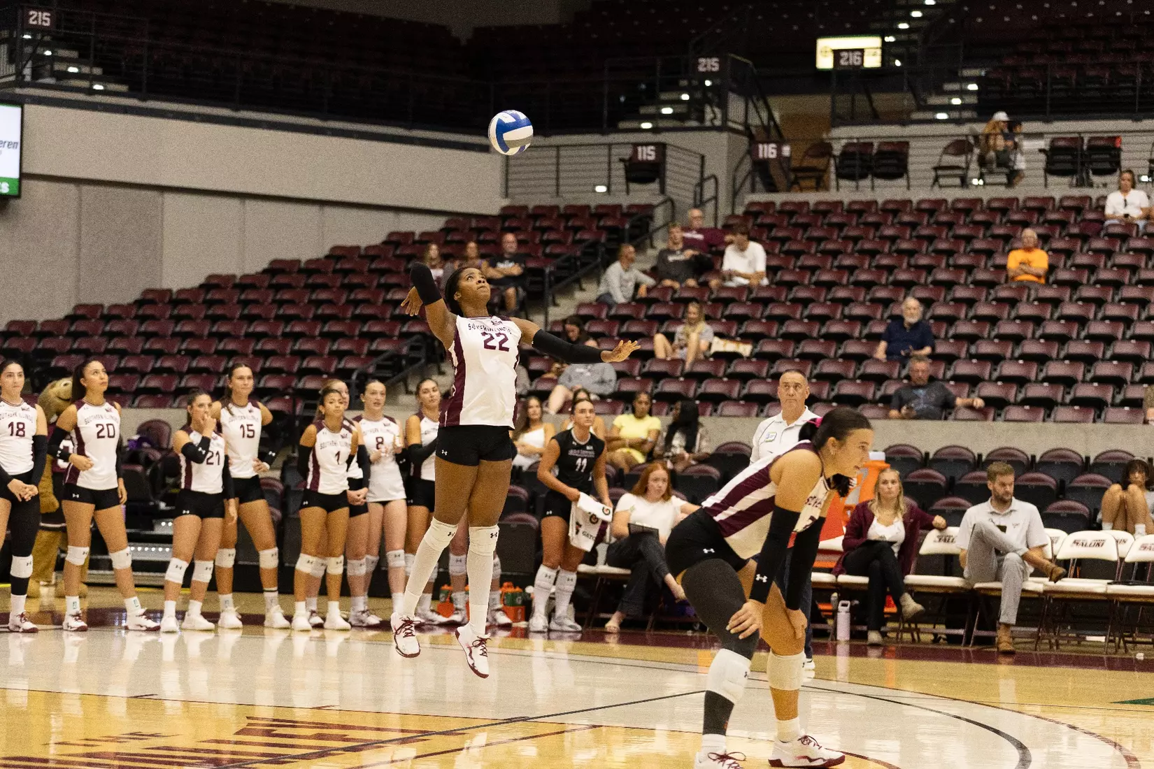Chloe Anderson jumps up for a serve.