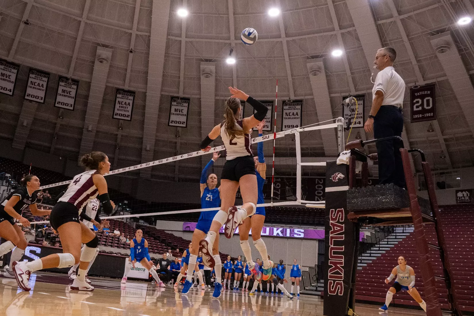 Natalie Vance rocks her arm back as she attacks the ball.