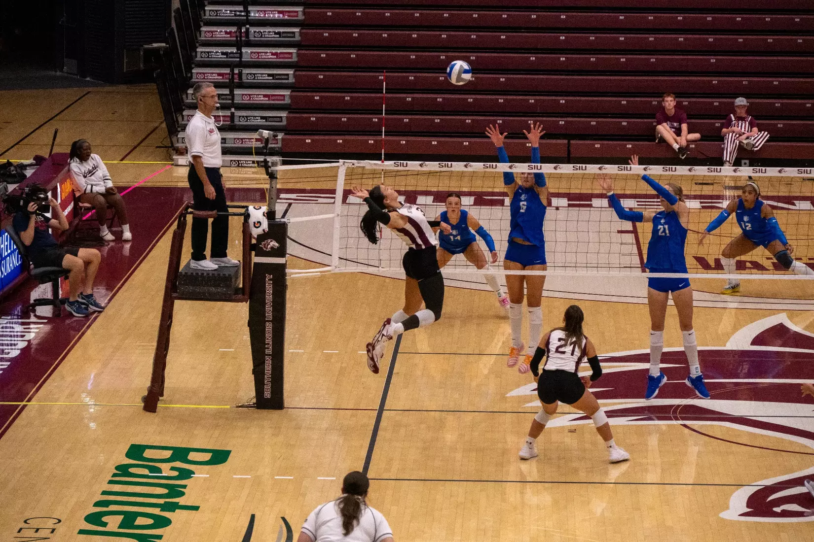 McKenzie Moeller goes airborne for an attack.