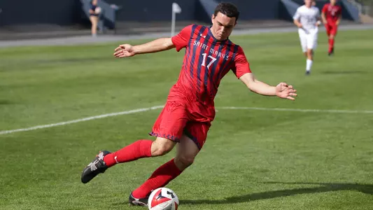 Lucas Andrews controls the ball inside the Toreros box during the 2-2 draw versus San Diego on Sunday, Oct. 29, 2017 at Saint Mary's Stadium