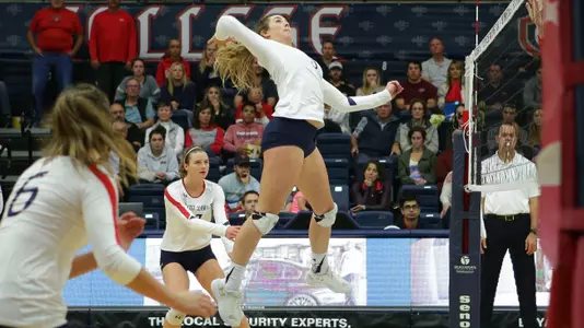Morgan Hughes had a career-high 23 kills while hitting .611 Saturday versus Gonzaga. She also added six blocks.