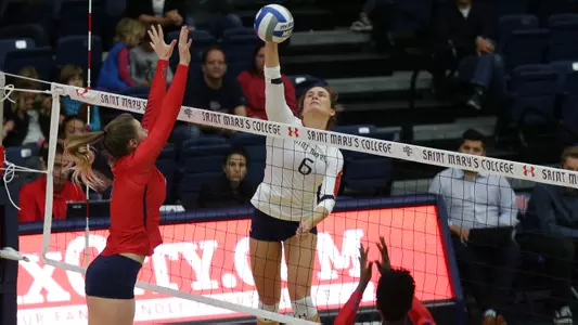 Sienna Young (6) attacks the ball versus Gonzaga on Nov. 18, 2017, at McKeon Pavilion