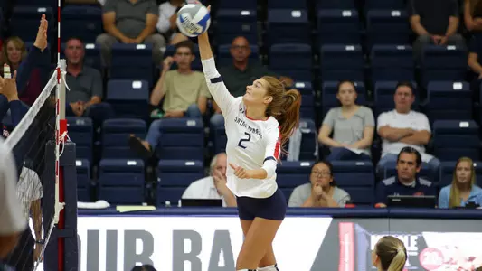 Lindsey Calvin hit .400 with three blocks and three digs Saturday