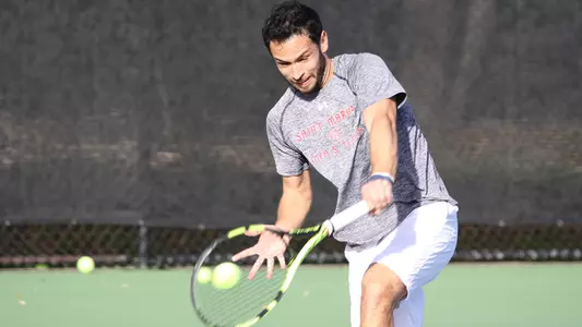 Daniel Krutik during a practice at Timothy Korth Tennis Complex on Feb. 5, 2018
