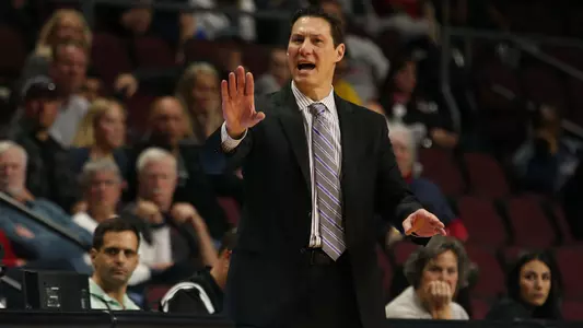 Saint Mary's head coach Paul Thomas versus Pacific during the quarterfinal matchup of the West Coast Conference Championship on Friday, March 2, 2018