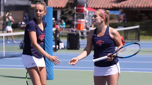 Clementine Clement and Aubane Ville during their doubles match versus San Francisco on April 4, 2018 at Timothy Korth Tennis Complex