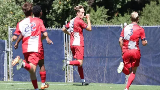 Jack Vesteberg celebrates a goal vs Niagara