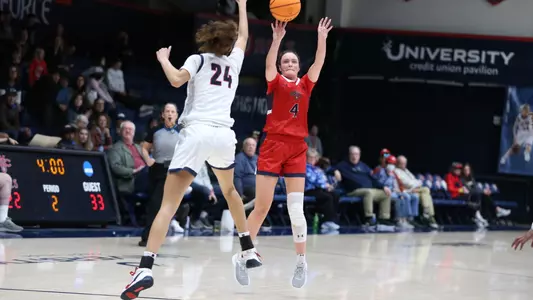 Taycee Wedin shoots a three against Gonzaga