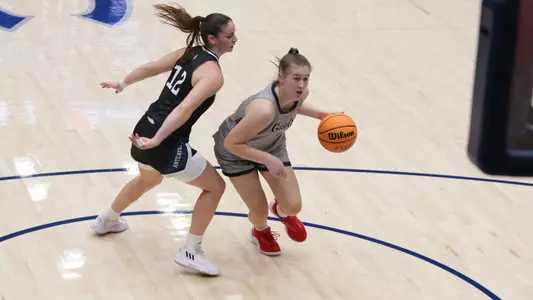 Leai Hanafin drives into the lane