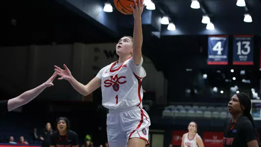 Makena Mastora layup versus the Pioneers