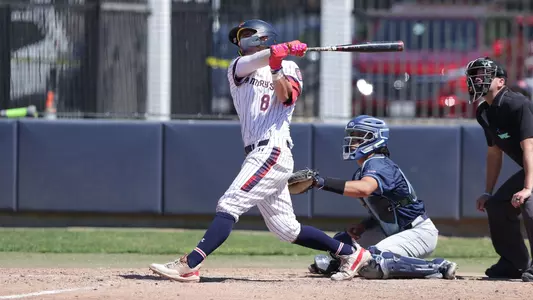 Blake McDonald follows through on a double to left