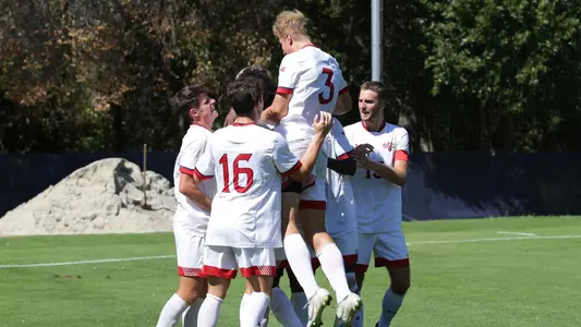 Men's Soccer celebrates a goal