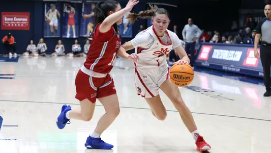Makena Mastora dribbles around a LMU defender