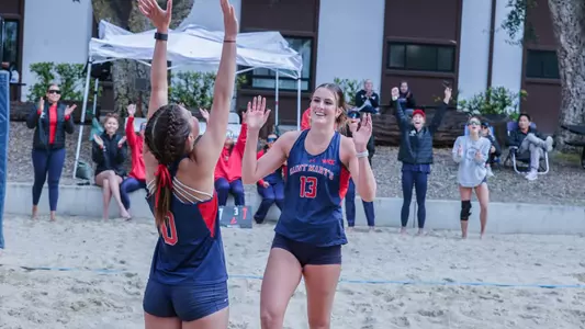 AJ Slojkowski and Sedona Sherman Celebrate vs SJSU
